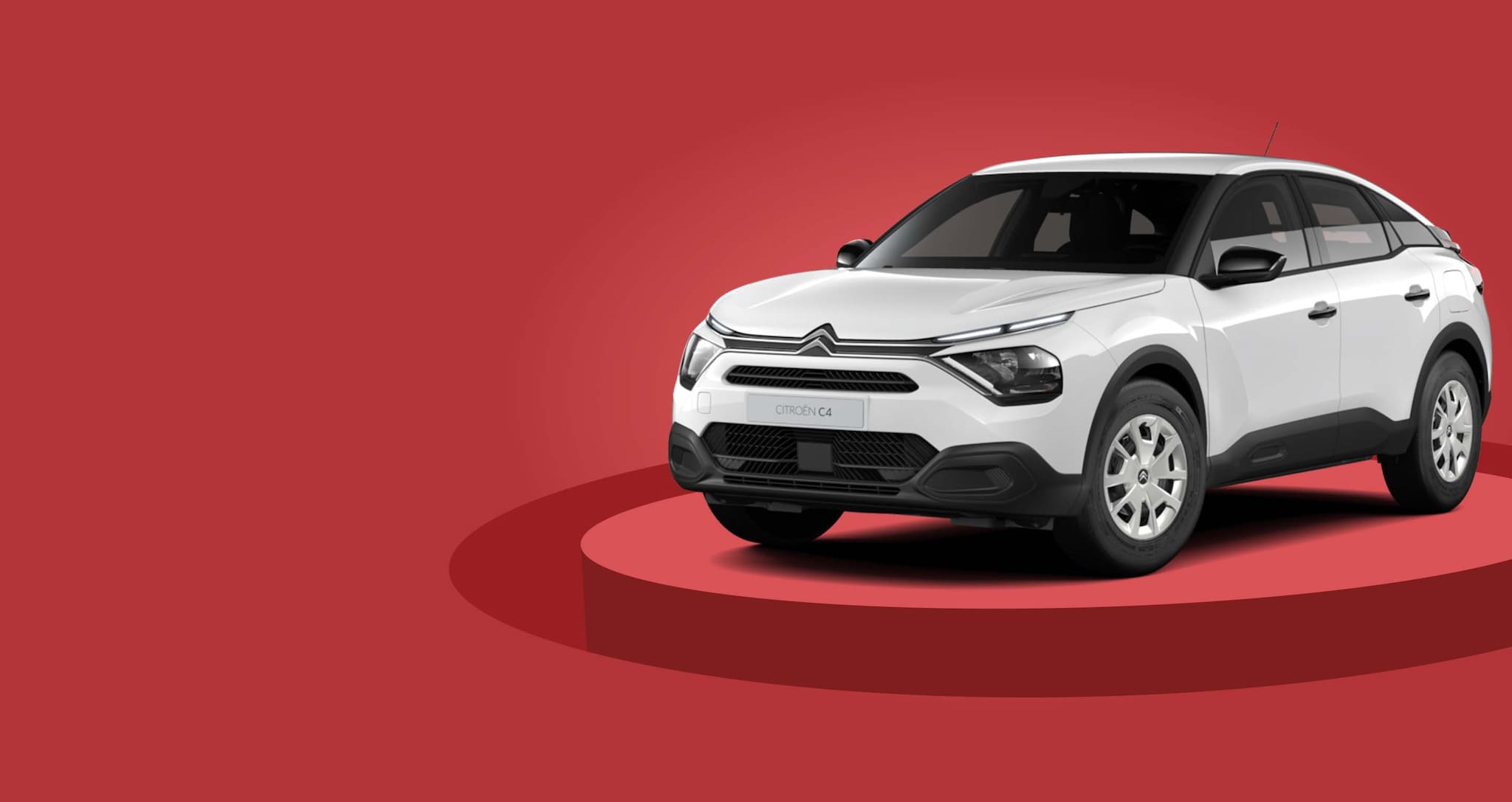 Présentation sur fond rouge de la version Live de Citroën C4